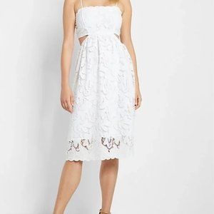 Express Lace Tie Back Side Cutout Midi Dress